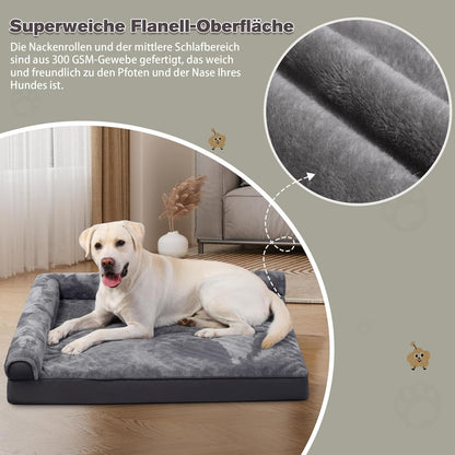 Hundebett Grosse Hunde Orthopädisches Hundekissen grau waschbar