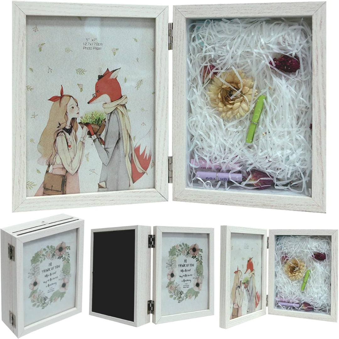 Shadowbox 3D Bilderrahmen Holz 18x28CM Getrocknete Blumen
