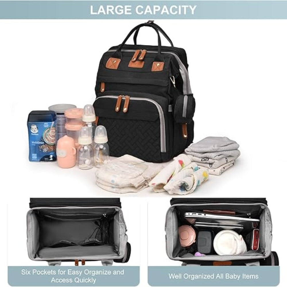 Schwarz Baby Wickeltasche mit Klappbett USB Multifunktional