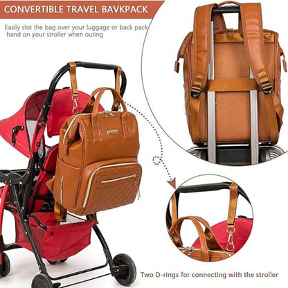 PU Leder Wickelrucksack Wasserdicht Braun