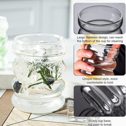 Geripte Cocktailgläser Longdrinkgläser 350ml 4 Stück mit Strohhalmen