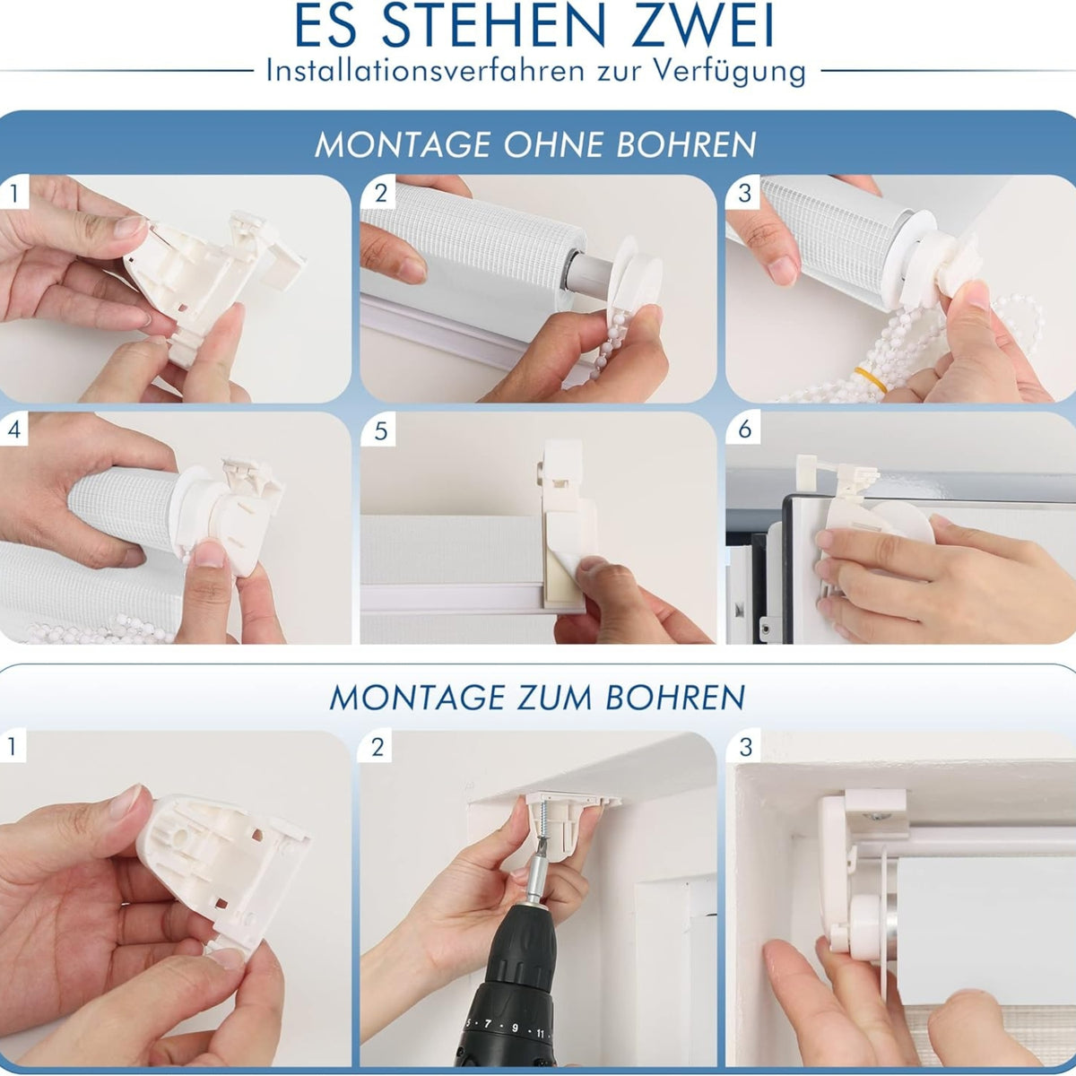 Doppelrollo Klemmfix Rollos für Fenster ohne Bohren 80x130cm