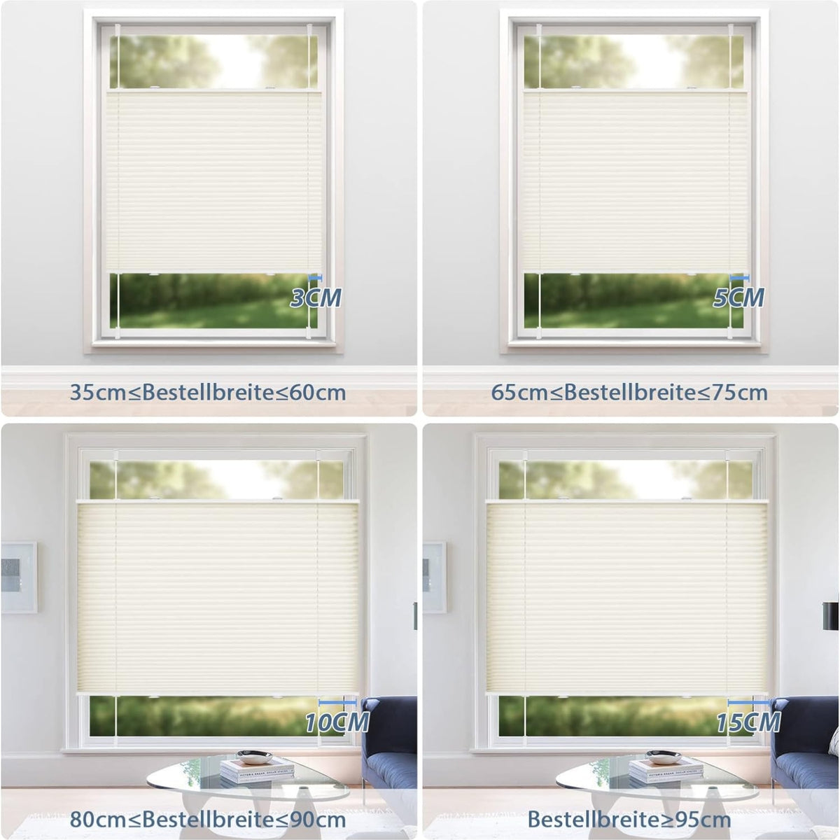 Plissee ohne Bohren 120x120cm Klemmfix Rollos ohne Bohren Verdunkelung
