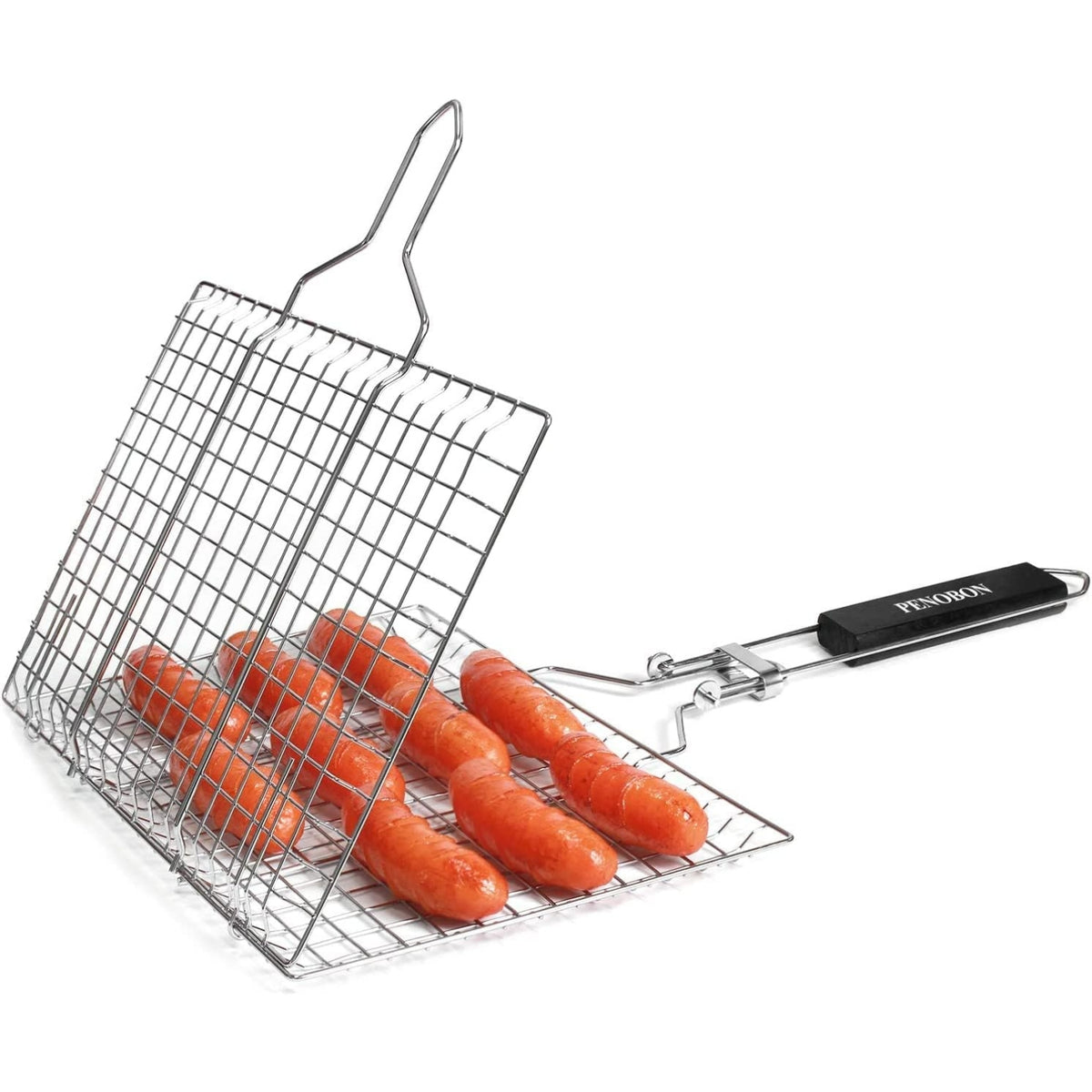 Fisch Grillkorb Edelstahl Faltbar Tragbar Grillzubehör mit Backpinsel