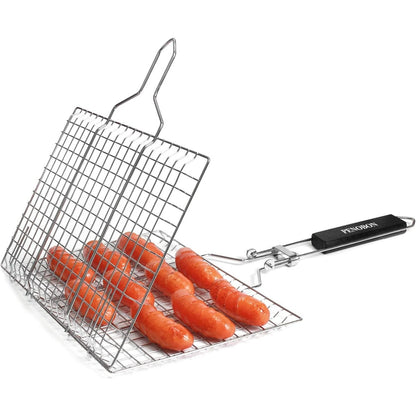 Fisch Grillkorb Edelstahl Faltbar Tragbar Grillzubehör mit Backpinsel