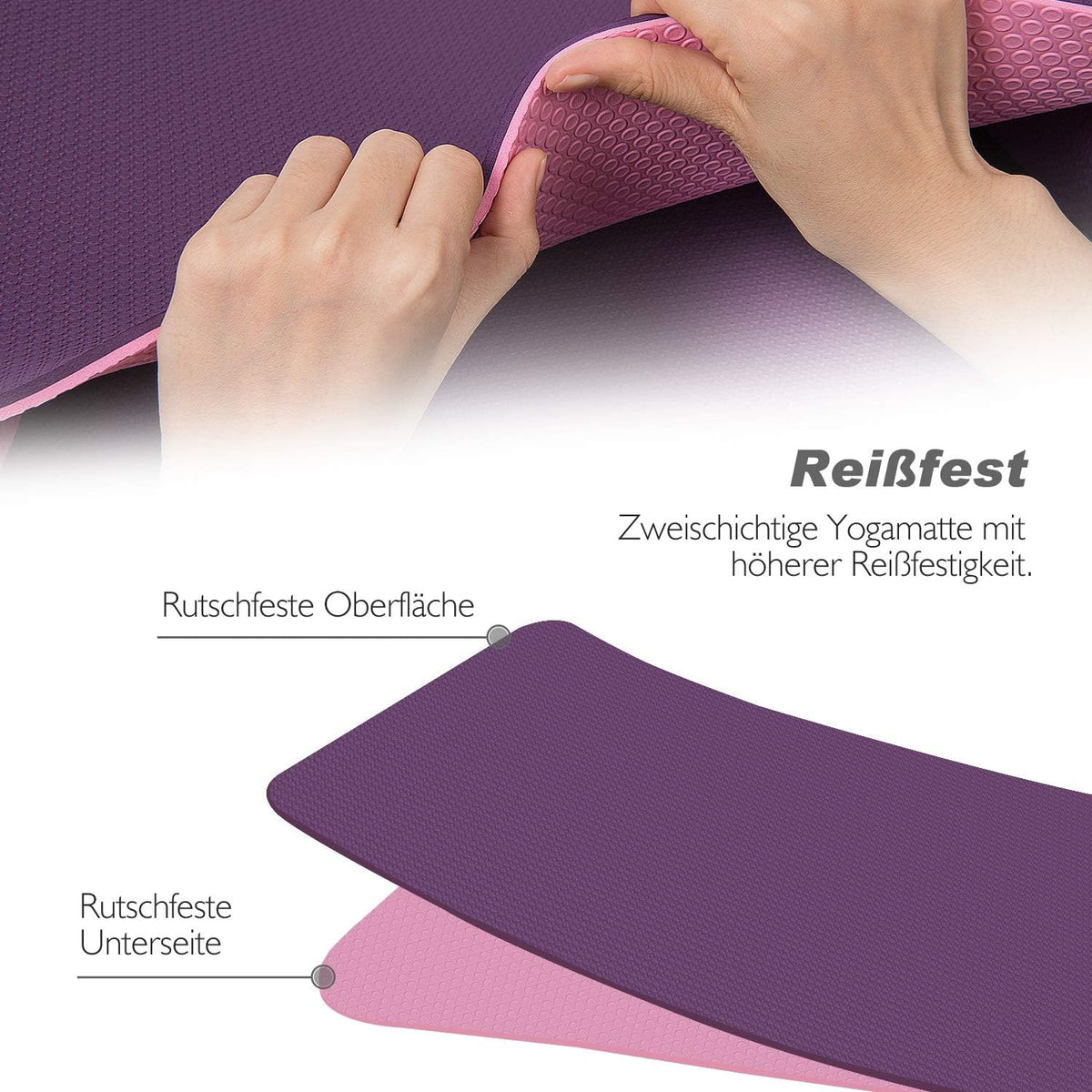 Gymnastikmatte Yoga matte Gepolstert Rutschfest für Fitness Tragegurt