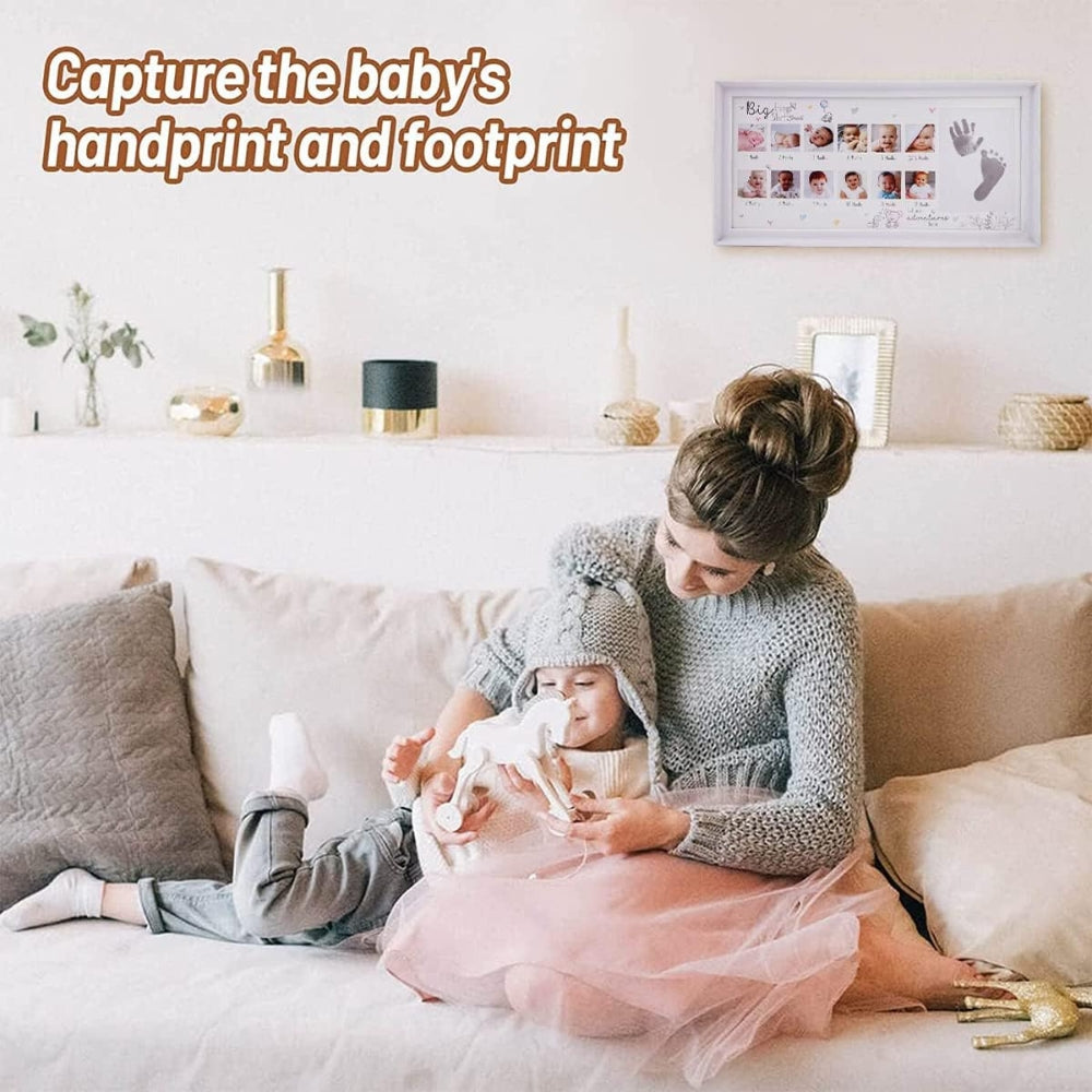 Babygeschenk Handabdruck Fußabdruck Fotorahmen mit Stempelkissen Weiß