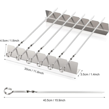 Grillspieße Schaschlikspieße Set mit Halterung 6 Pack Grillzubehör