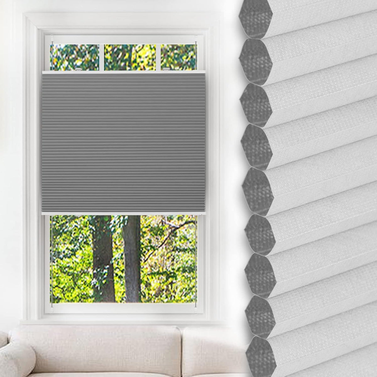Rollos für Fenster ohne Bohren Klemmrollos Plissee 85x130cm