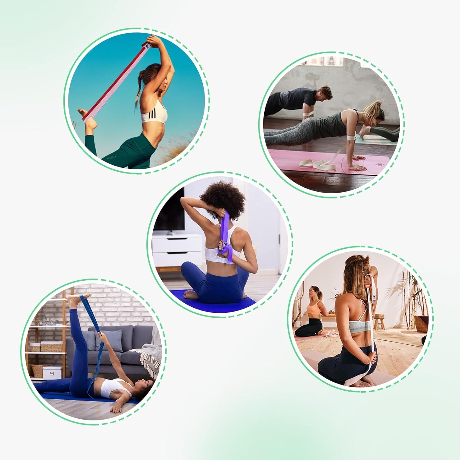Yoga Gurt Baumwolle Yogagurt 180/250cm Schiebeschnalle Grau
