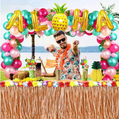 Hawaii Deko Party Aloha Deko 170 Stück Tischröcke Ballons Girlande