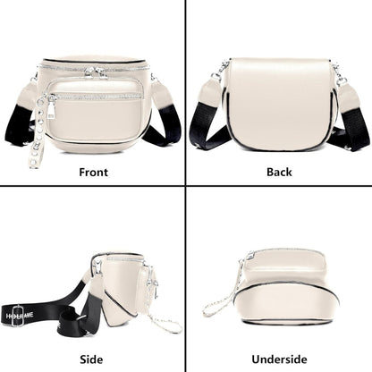 Weiß Leder Crossbody Damen Umhängetasche Sattel Design Modisch