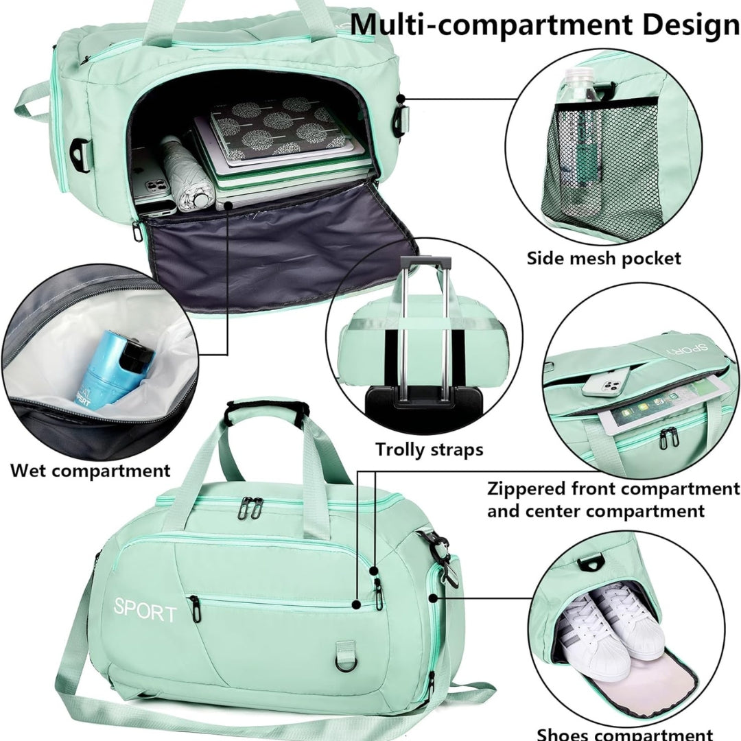 Gym Bag 40L Wasserdicht Rucksack Schuhfach Multifunktion Grün