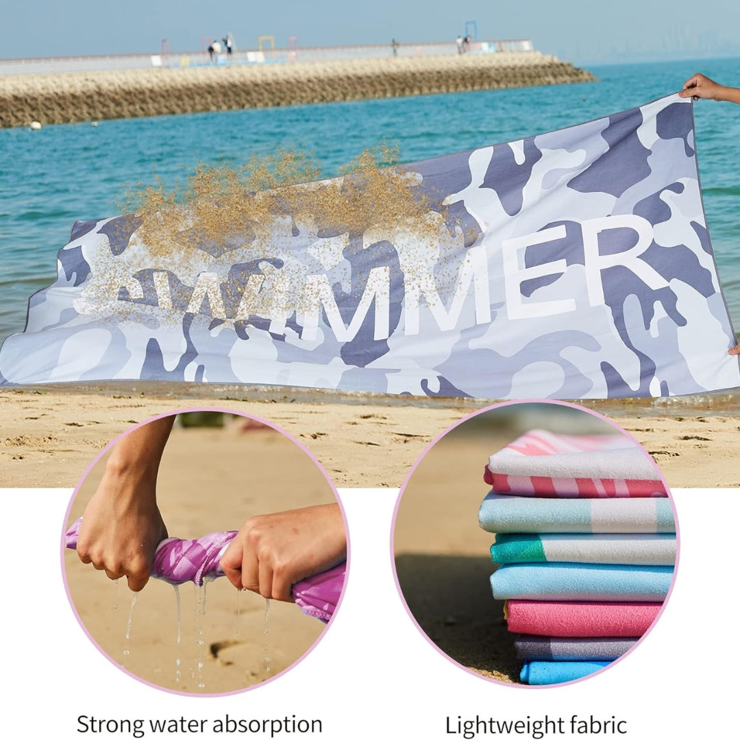 Großes Strandtuch Mikrofaser Camouflage 180x90 Schnelltrocknend Sandabweisend