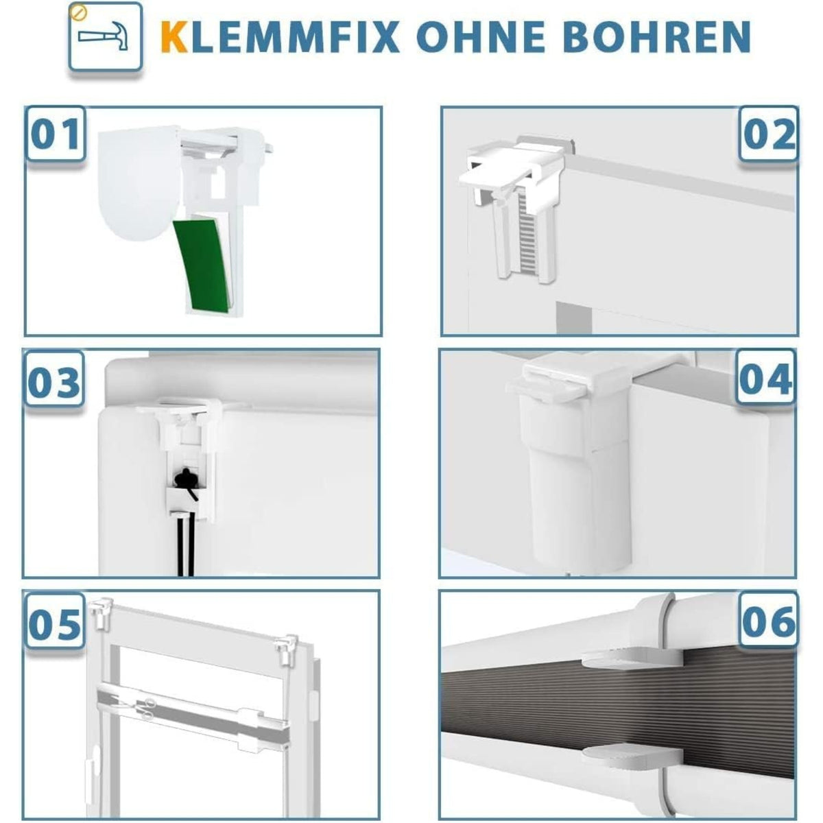 Klemmrollos für Fenster ohne Bohren Jalousie ohne Bohren 35x130cm Weiß