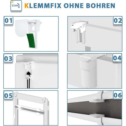 Klemmrollos für Fenster ohne Bohren Jalousie ohne Bohren 35x130cm Weiß
