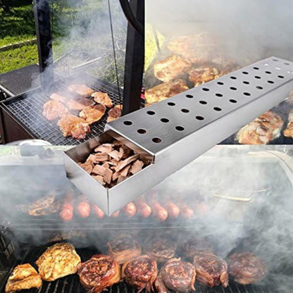 Edelstahl Räucherbox für Gasgrill Räucherofen Tisch Grillzubehör