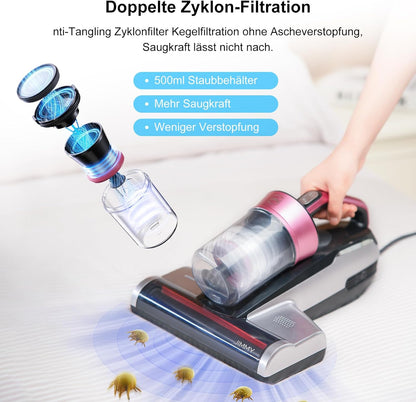 Jimmy BX5 Pro Milbensauger für Matratzen mit UV-Licht, Ultraschalltechnologie, Doppelzyklon-Filtration, 500W Matratzenreiniger für Allergiker, 15kPa Matratzenstaubsauger für Bett, Sofa, usw