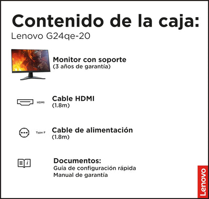 Lenovo G24qe-20 | 23,8" QHD Gaming Monitor | 2560x1440 | 100Hz | 300 nits | 1ms Reaktionszeit | HDMI | DisplayPort | AMD Radeon FreeSync | schwarz