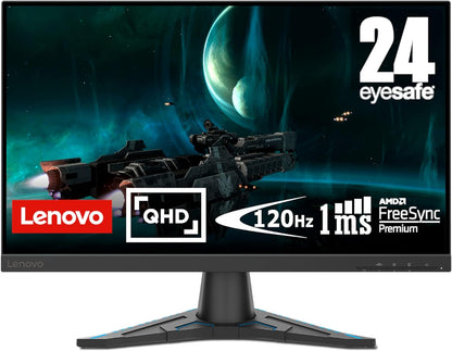 Lenovo G24qe-20 | 23,8" QHD Gaming Monitor | 2560x1440 | 100Hz | 300 nits | 1ms Reaktionszeit | HDMI | DisplayPort | AMD Radeon FreeSync | schwarz