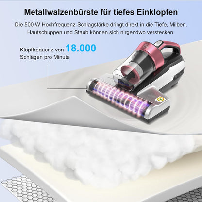 Jimmy BX5 Pro Milbensauger für Matratzen mit UV-Licht, Ultraschalltechnologie, Doppelzyklon-Filtration, 500W Matratzenreiniger für Allergiker, 15kPa Matratzenstaubsauger für Bett, Sofa, usw