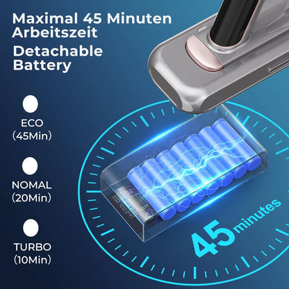 JIGOO C300 Akku Staubsauger, 400W/30KPa staubsauger kabellos mit LED-Touchscreen, Handstaubsauger Beutellos, entfernt 99,9% Allergene, HEPA-Filter für Tierhaare, Teppiche, Küche