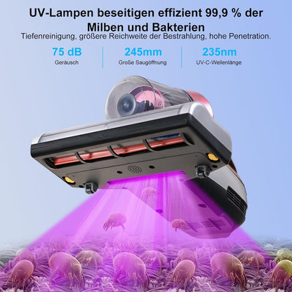 Jimmy BX5 Pro Milbensauger für Matratzen mit UV-Licht, Ultraschalltechnologie, Doppelzyklon-Filtration, 500W Matratzenreiniger für Allergiker, 15kPa Matratzenstaubsauger für Bett, Sofa, usw