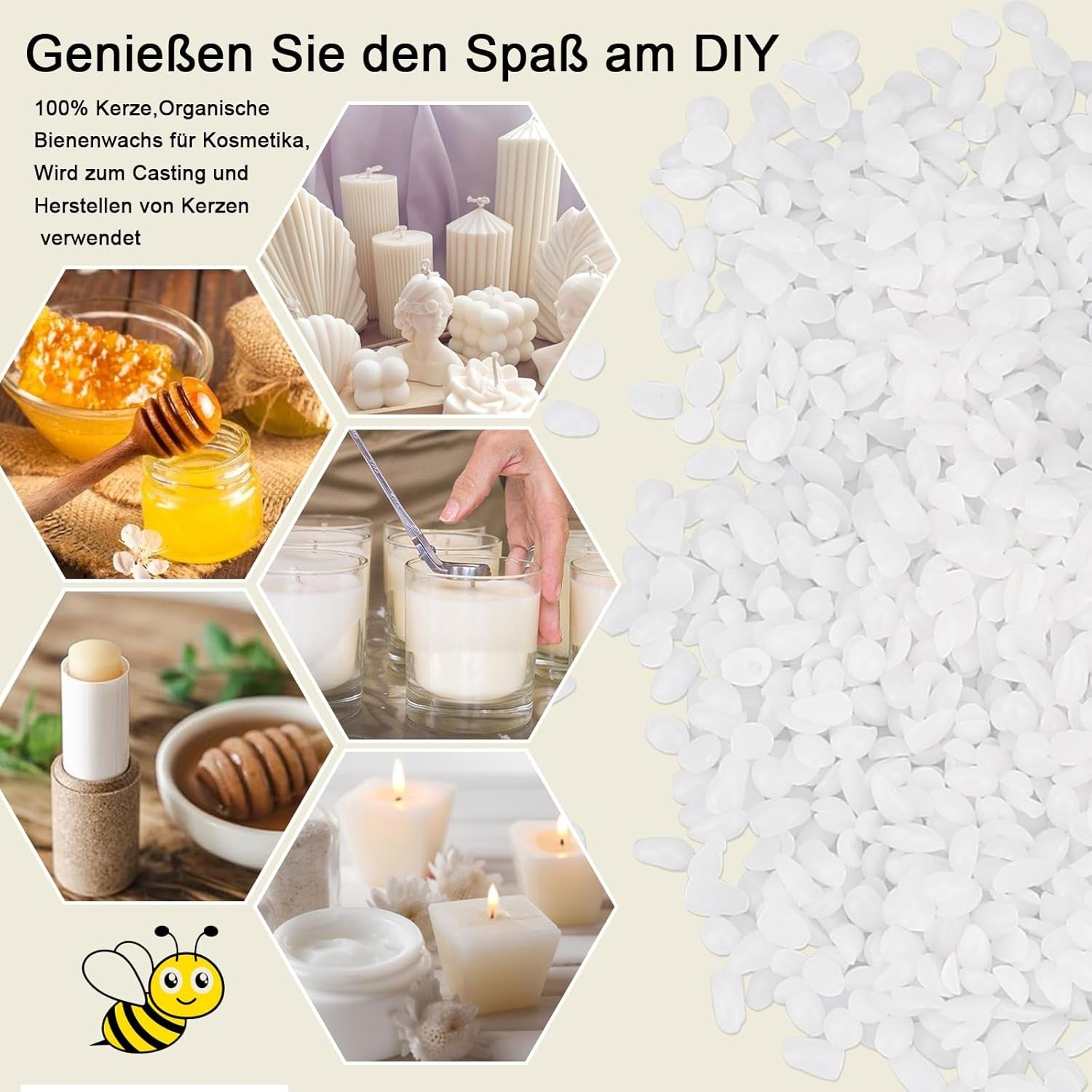 Bienenwachs Pastillen 1000g Bio Kerzenwachs Weiß für Kosmetik DIY