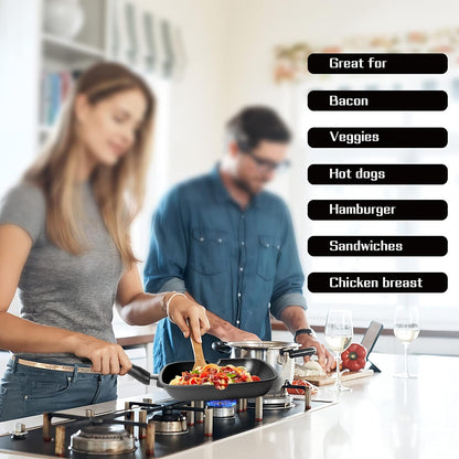 BBQ Grillpfanne Premium Antihaft 24cm für Alle Kochfelder Induktionsgeeignet