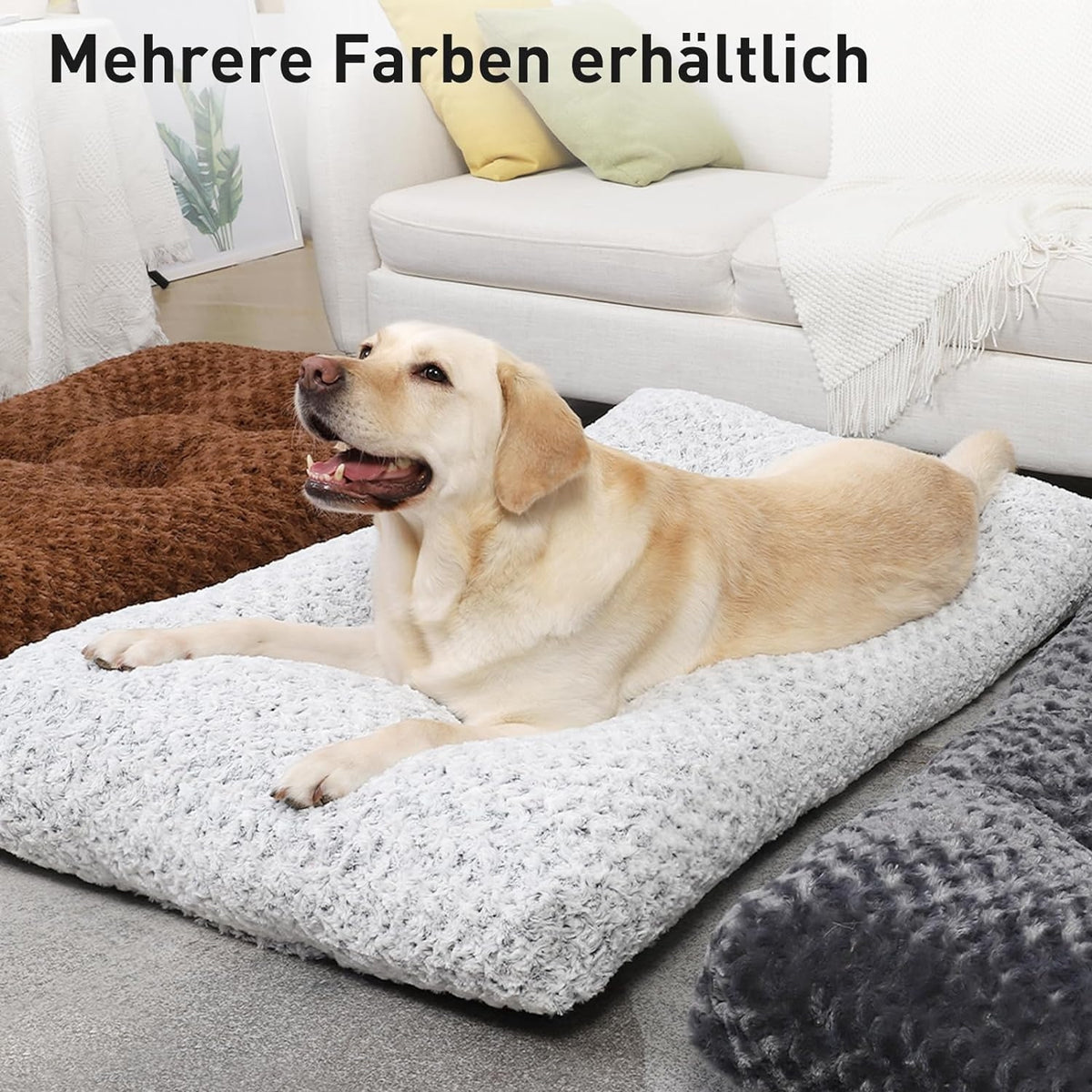 Hundebett Grosse Hunde Waschbar Hundematratze flauschig 90x60cm Dunkelgrau