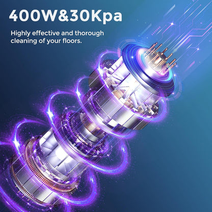 JIGOO C300 Akku Staubsauger, 400W/30KPa staubsauger kabellos mit LED-Touchscreen, Handstaubsauger Beutellos, entfernt 99,9% Allergene, HEPA-Filter für Tierhaare, Teppiche, Küche