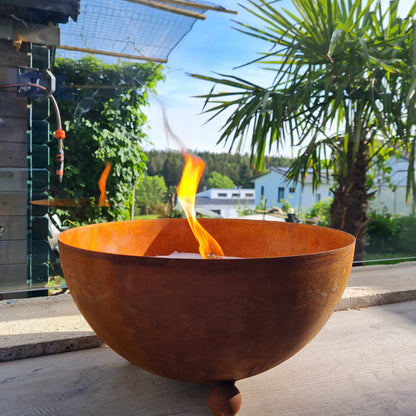 Schwabenfire Outdoorkerze mit Dauerdocht in Edelrost Metallschale Wiederverwendbar kerzen deko outdoor kerzen Geschenke für Frauen Garten