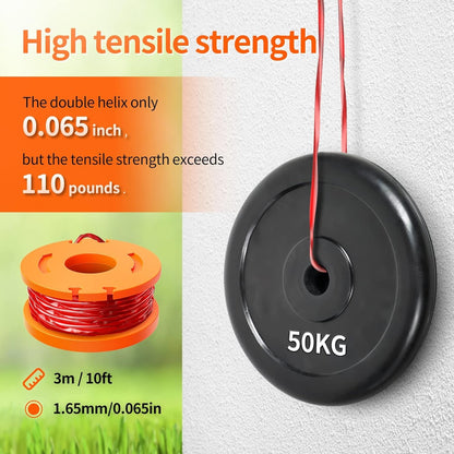 Rasentrimmer Spule Für Trimmer Fadenspule WA0010 WA0004 WA0004.1 Ø 1 65mm 3m Länge 12 Ersatzspulen 3 Kappe WA6531 Unkrautfresser Schnur WG150 WG151