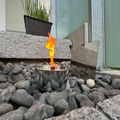 Kleine Schwabenfire Outdoorkerze in Zink-Schale - Outdoorkerze für den Garten
