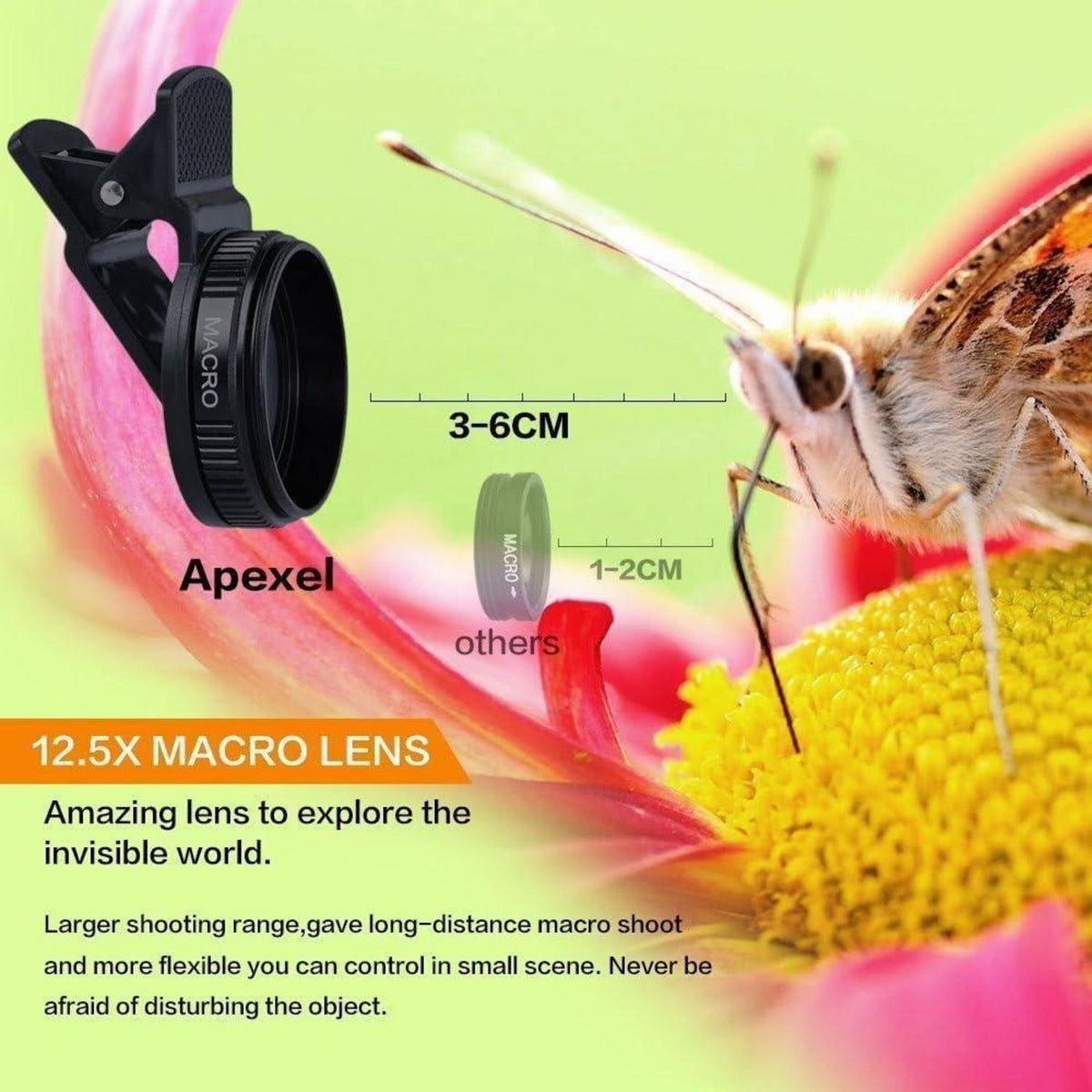 Handy-Linse 0,45x Weitwinkel & 12,5x Makro mit Clip