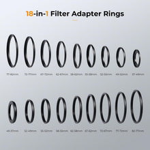 18-teiliges Kamera-Filteradapter Set Step-Up & Step-Down