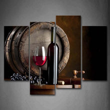 Wein Obst Küche Wandbilder Wohnzimmer Deko 4-Teilig Leinwand
