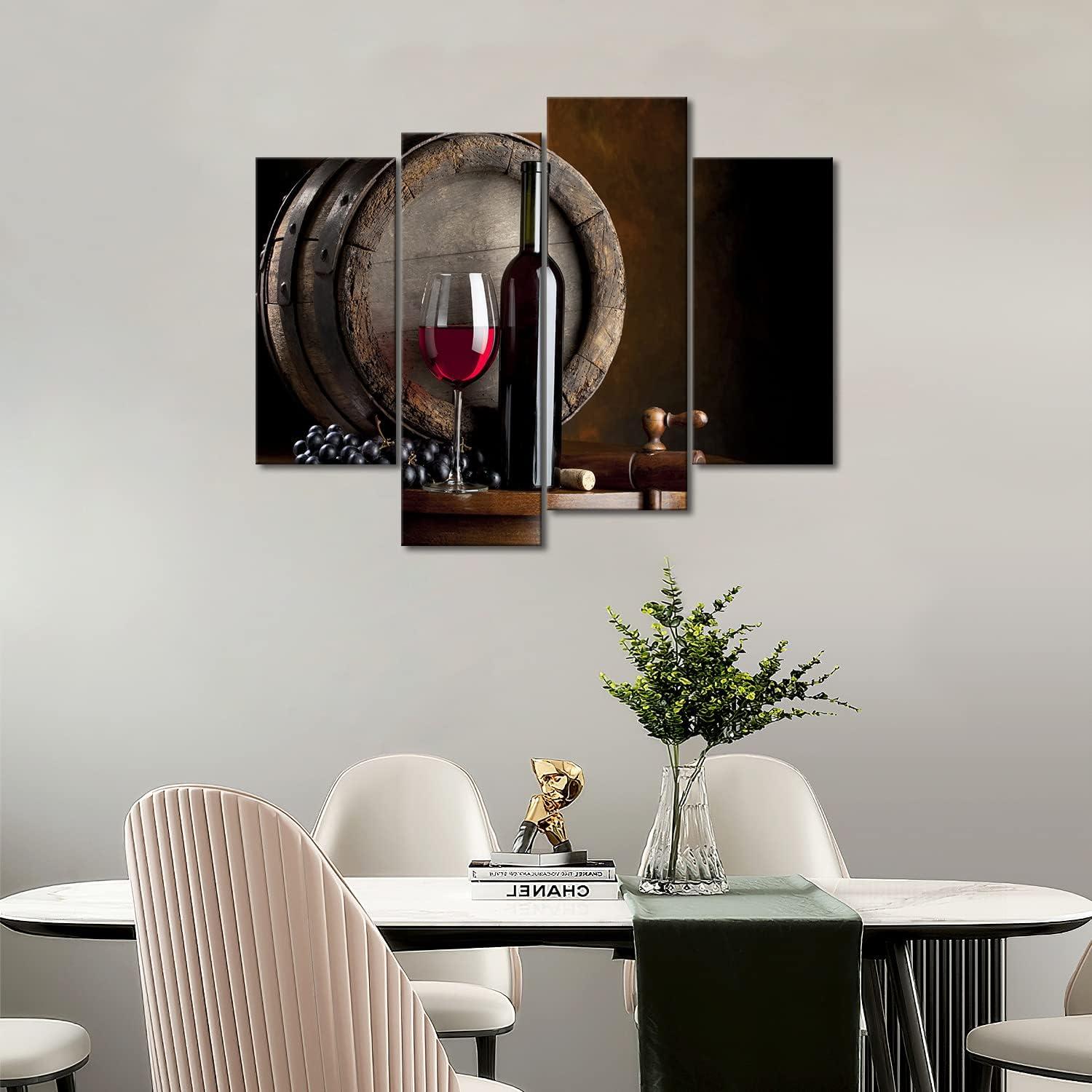 Moderne Wein Leinwandbilder Obst Küche Wandbilder 4teilig