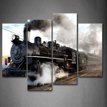 Moderne Zug Leinwand Poster Set 4tlg. Wandbilder Dampfzug auf Gleisen