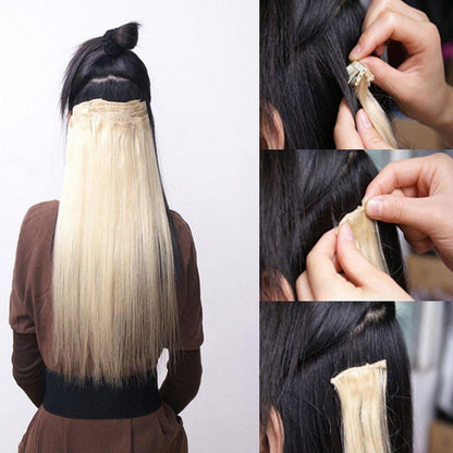 Haarverlängerung Clip-In glatt, dunkelbraun, 58cm