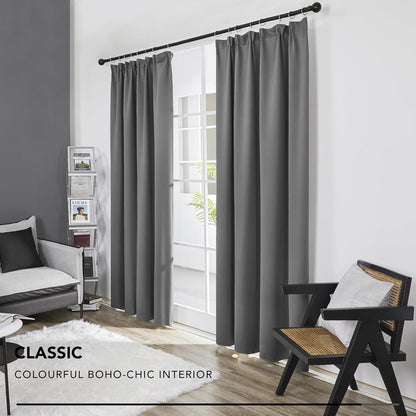 Verdunkelungsvorhang blickdicht Kräuselband 138x117cm Set 2er Hellgrau