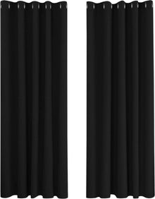 Raumverdunkelnde Thermogardinen mit Ösen, 229x168 cm, Schwarz, 2er Set