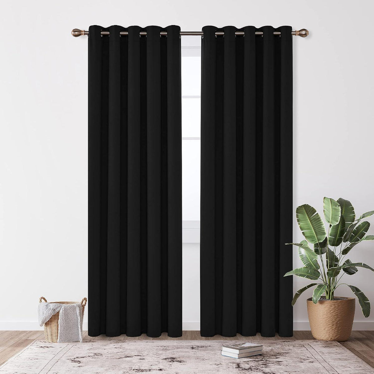 Deconovo Verdunkelungsvorhänge mit Ösen 229x168cm Schwarz