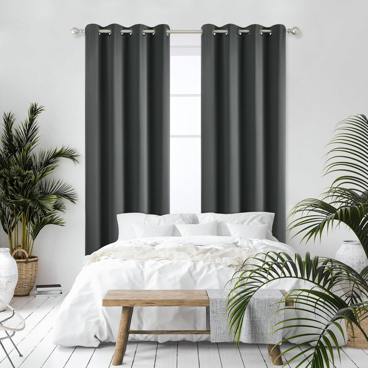 Blickdichte Verdunkelungsvorhänge Dunkelgrau 2er Set 229x168 cm
