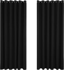 Blickdichte Vorhänge Kälteschutz 229x229 cm Schwarz 2er Set