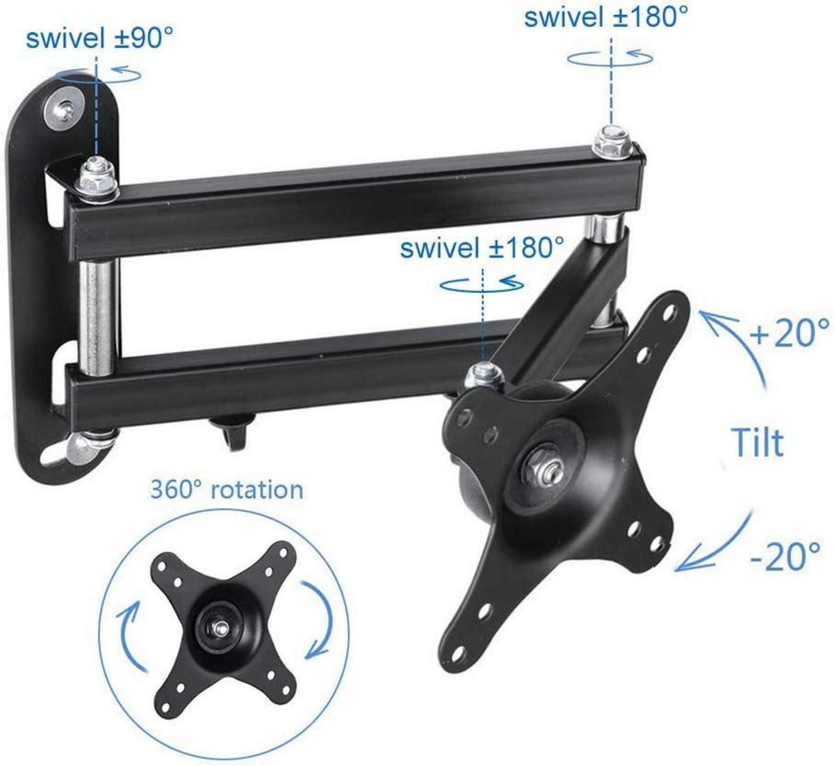 Suptek TV Wandhalterung Schwenkbar Neigbar 15-32 Zoll VESA 100x100mm 13Kg