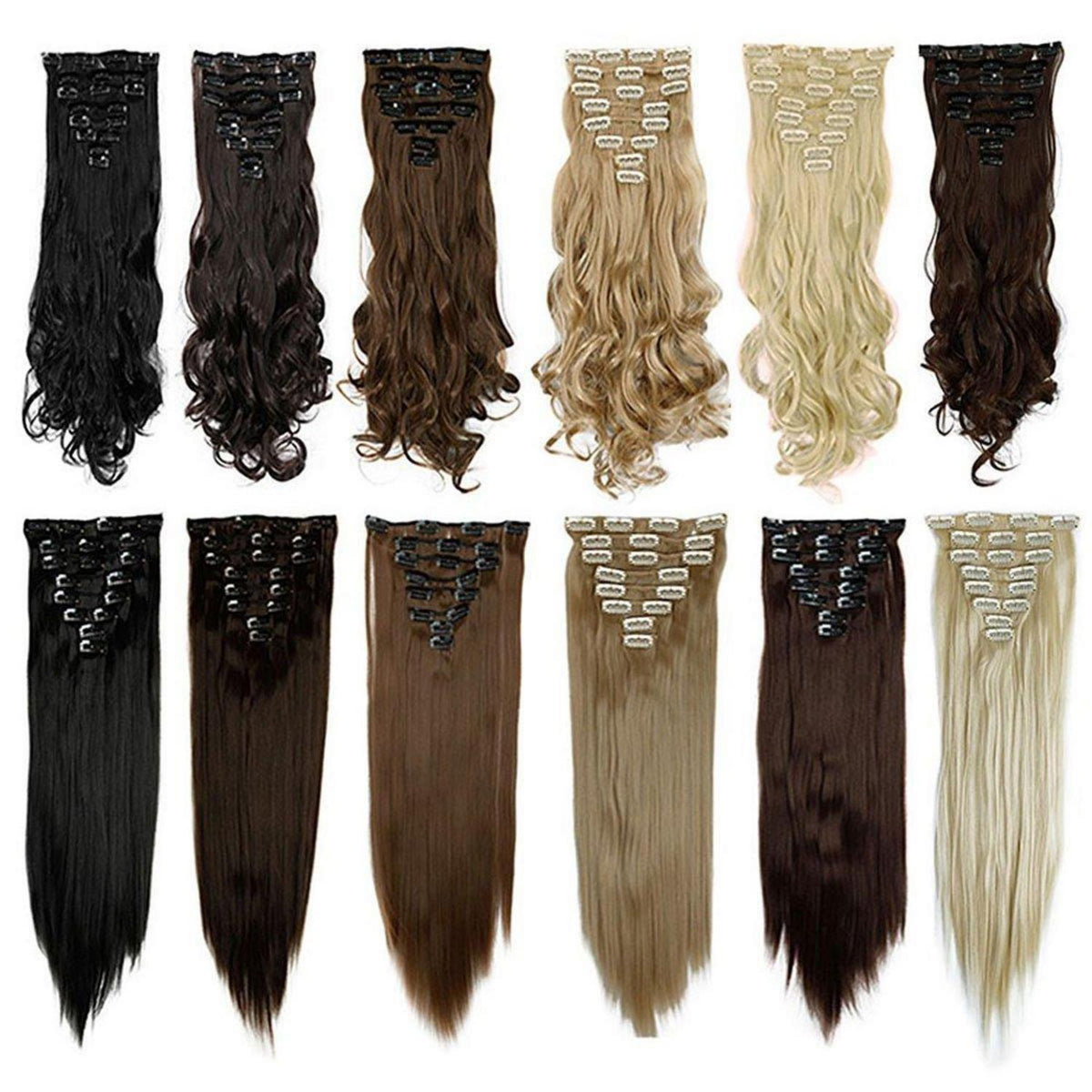Clip In Haarverlängerung Glatt, Aschblond Mix, 58cm