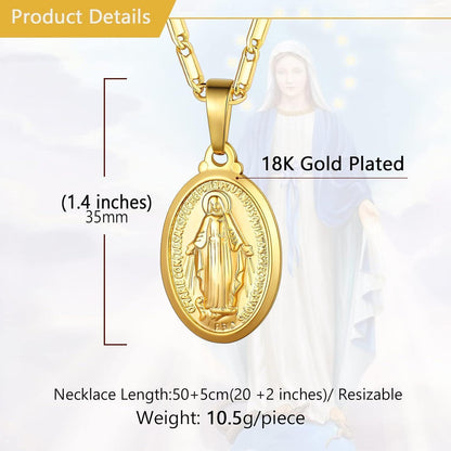 Halskette Jungfrau Maria Oval Anhänger Gold Messing 925 Silber