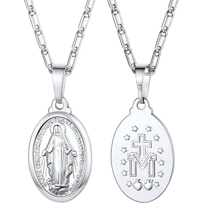 U7 Jungfrau Maria Kette aus Messing Halskette 925 Silber