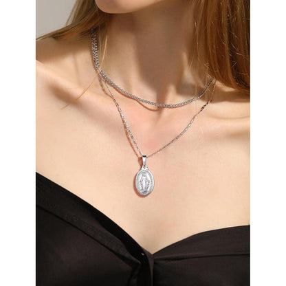U7 Jungfrau Maria Kette aus Messing Halskette 925 Silber